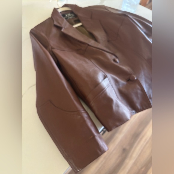 Vintage JM Brown Leather Blazer - Picture 4 of 6
